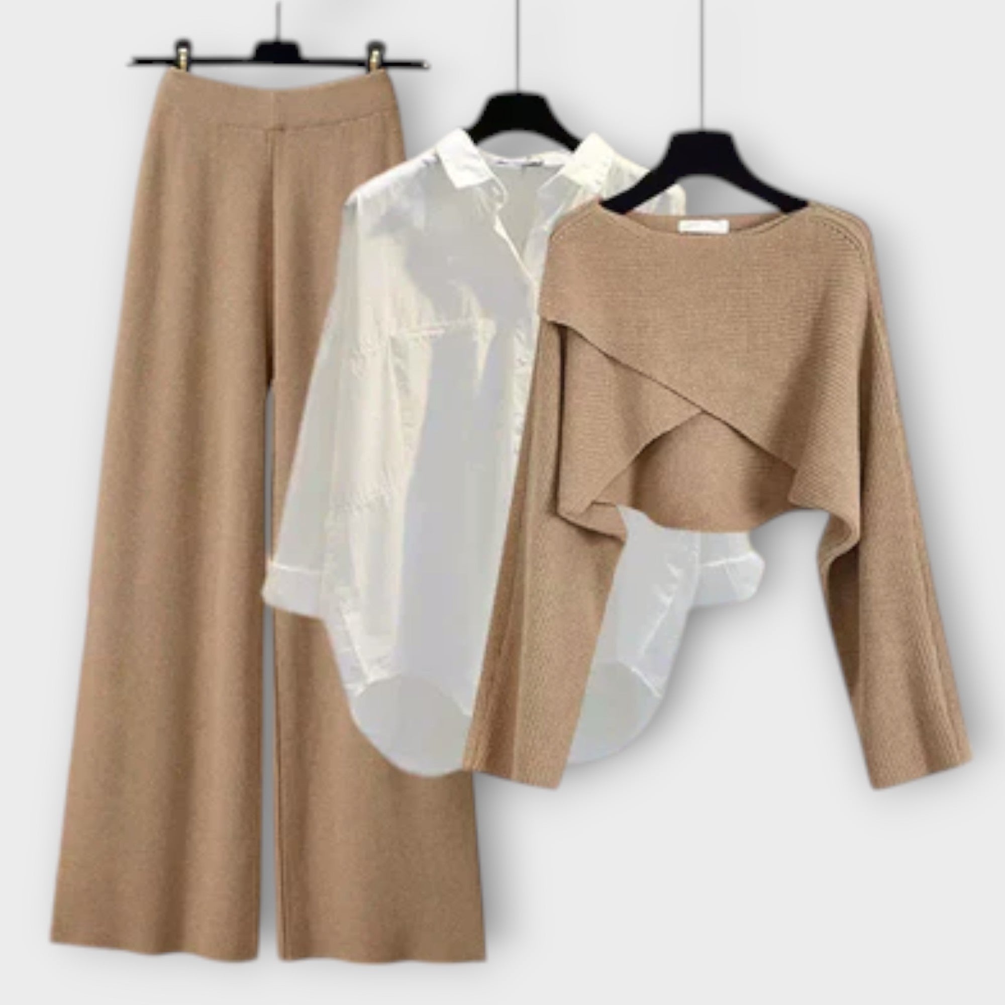 Maria Three Piece Set Cotton Blend S XL Beige Office Wear