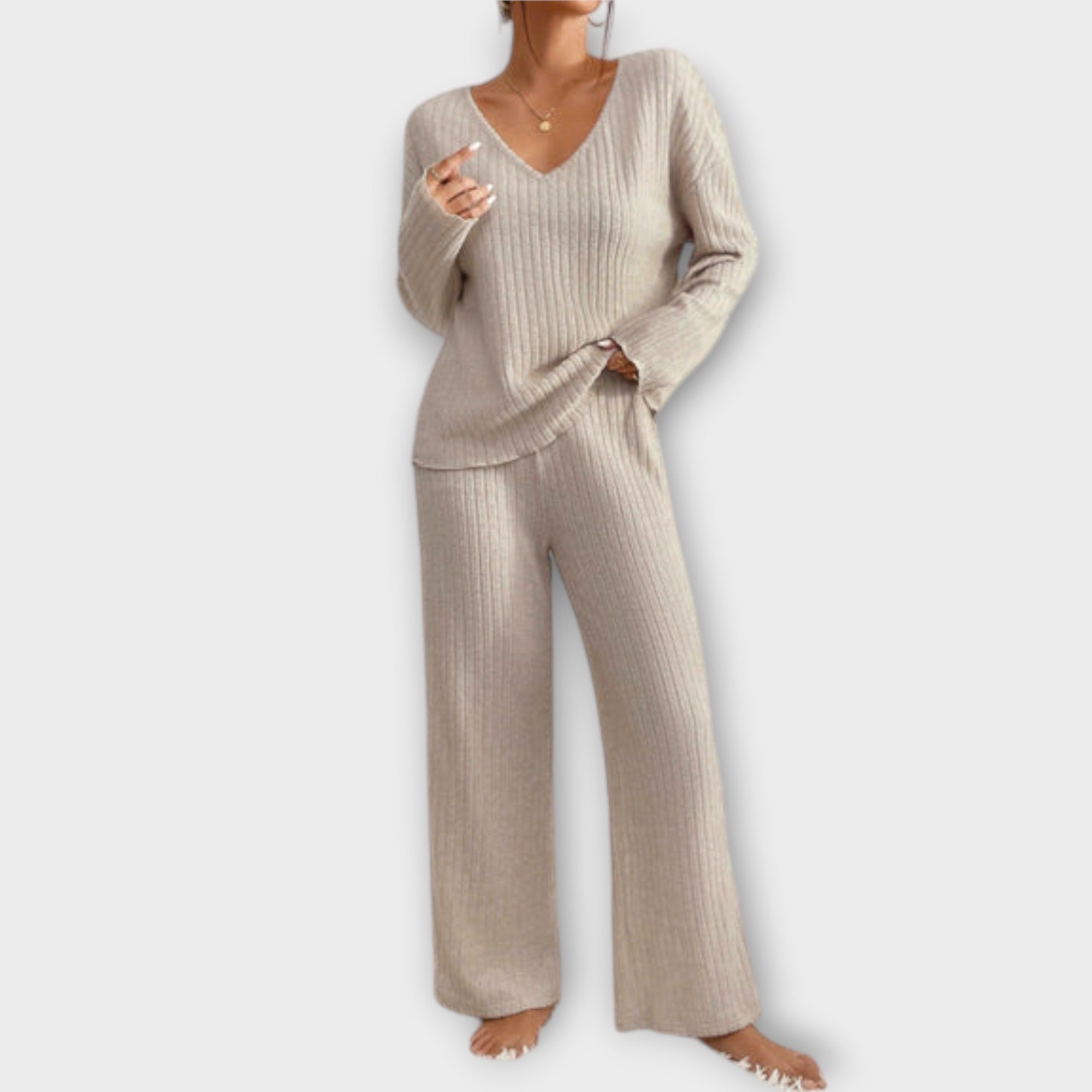 Lia Ribbed Two Piece Set Elegant Comfortable Knitwear