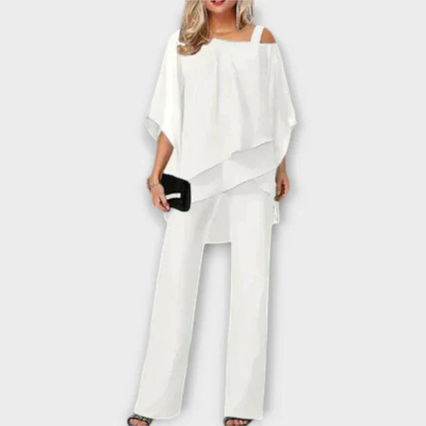 Monica Off Shoulder Top And Trousers Set Crepe S-XL Black