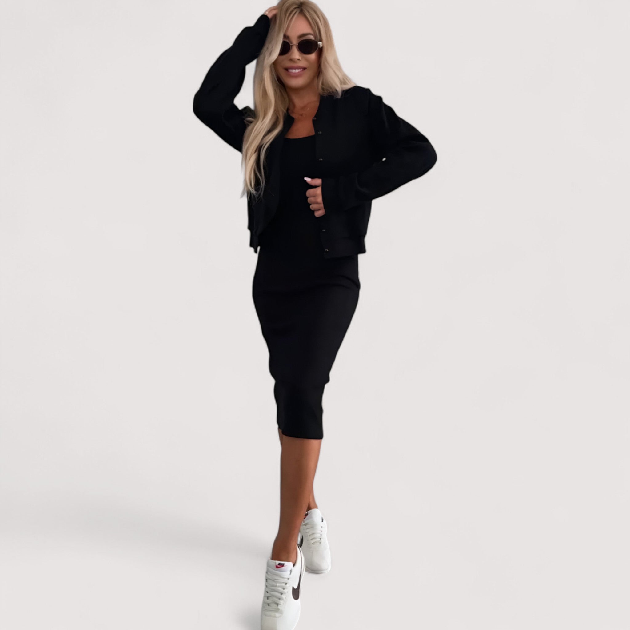 Ronja Midi Set Soft Stretch Cotton Medium Black Workwear