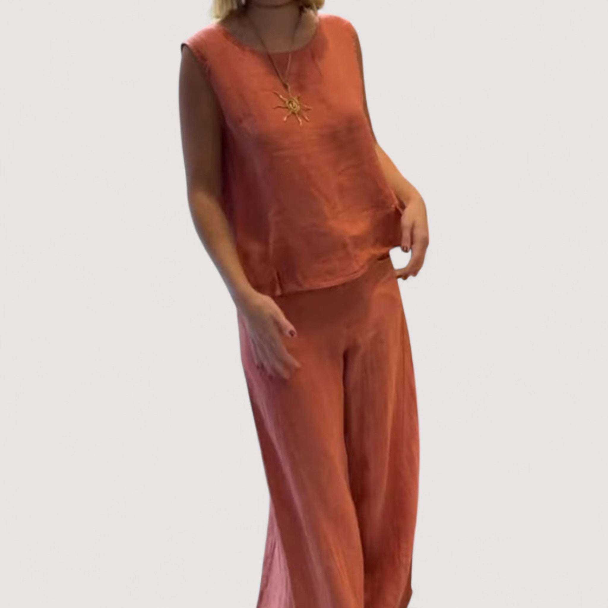 Eden Boho Two Piece Set Linen Blend Medium Earth Tone