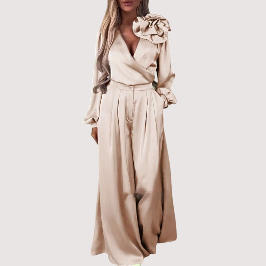 Grethe - Satin Luxe Set - Satin Champagne - Evening Wear