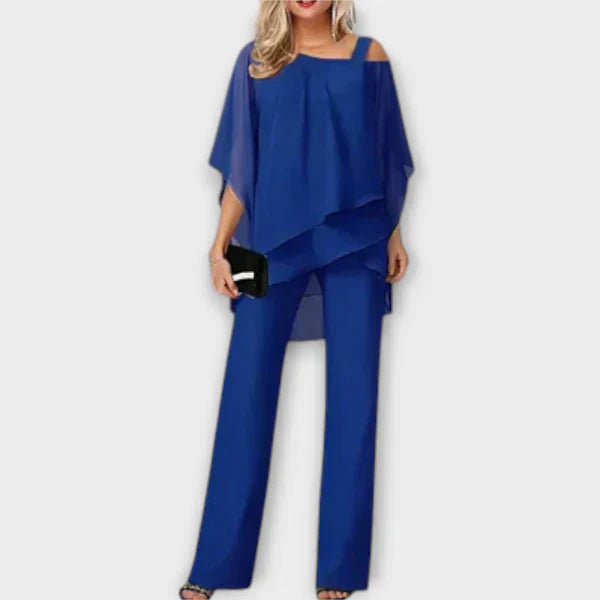 Monica Off Shoulder Top And Trousers Set Crepe S-XL Black