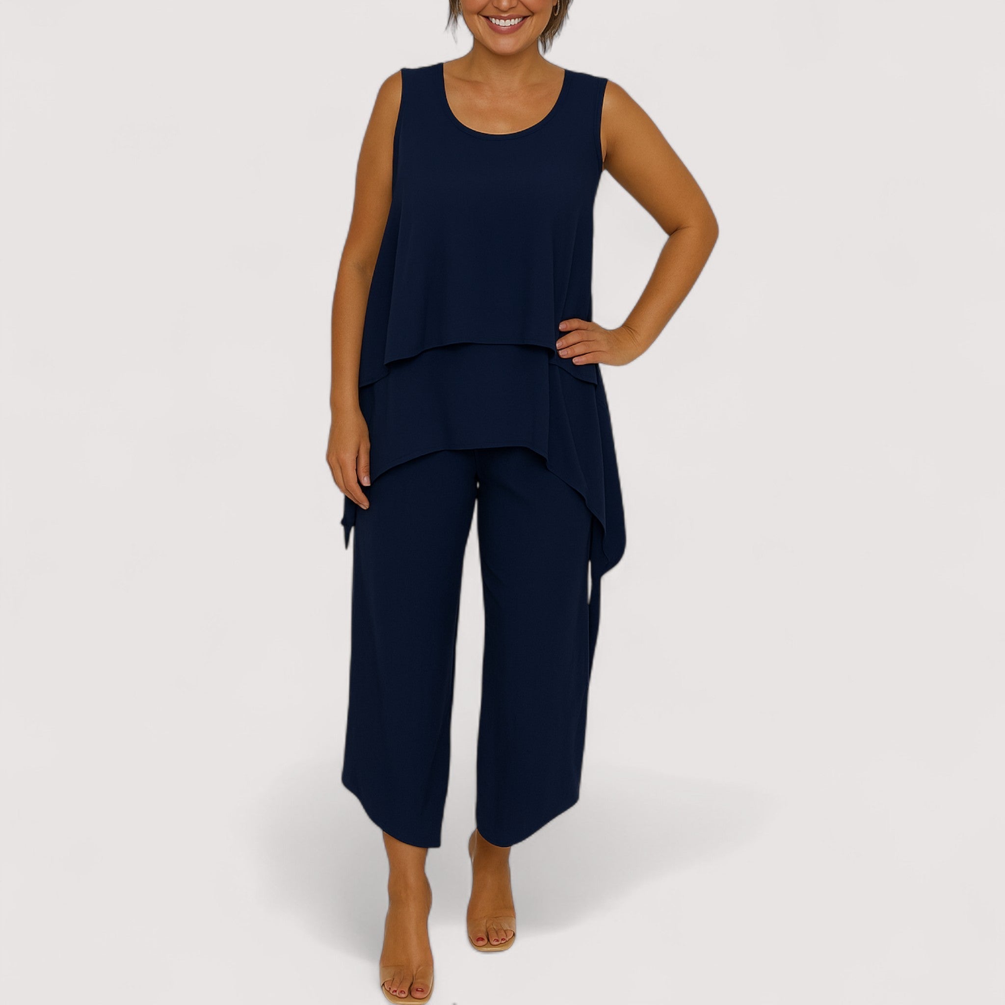 Nora Summer Two Piece Set Linen Blend S M L White Elegance
