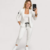 Eleonora Cotton Blend Relaxed Blazer And Joggers Set Beige