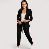 Eleonora Cotton Blend Relaxed Blazer And Joggers Set Beige