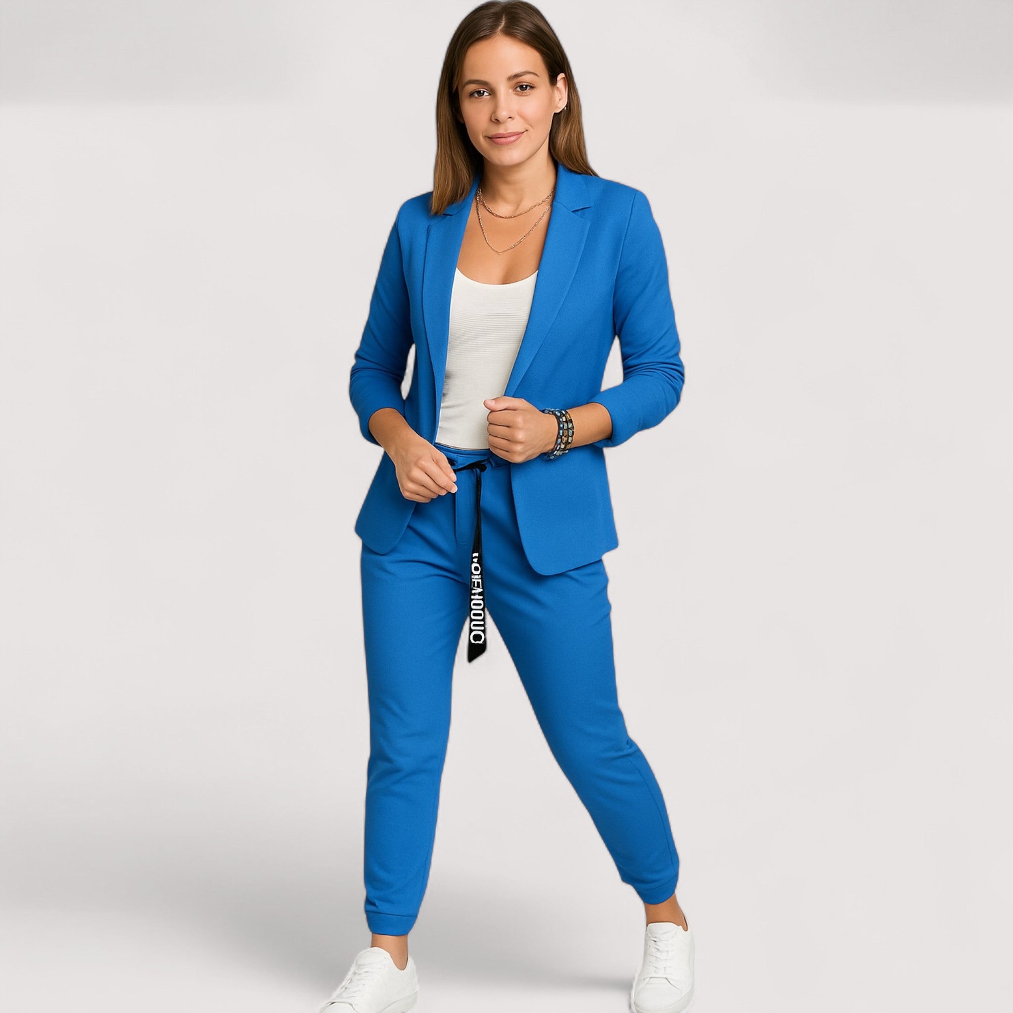 Eleonora Cotton Blend Relaxed Blazer And Joggers Set Beige