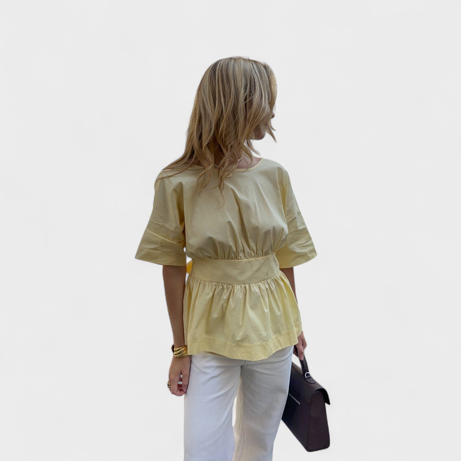 Estefanía Blouse Sophisticated Shine Open Back Tie Waist