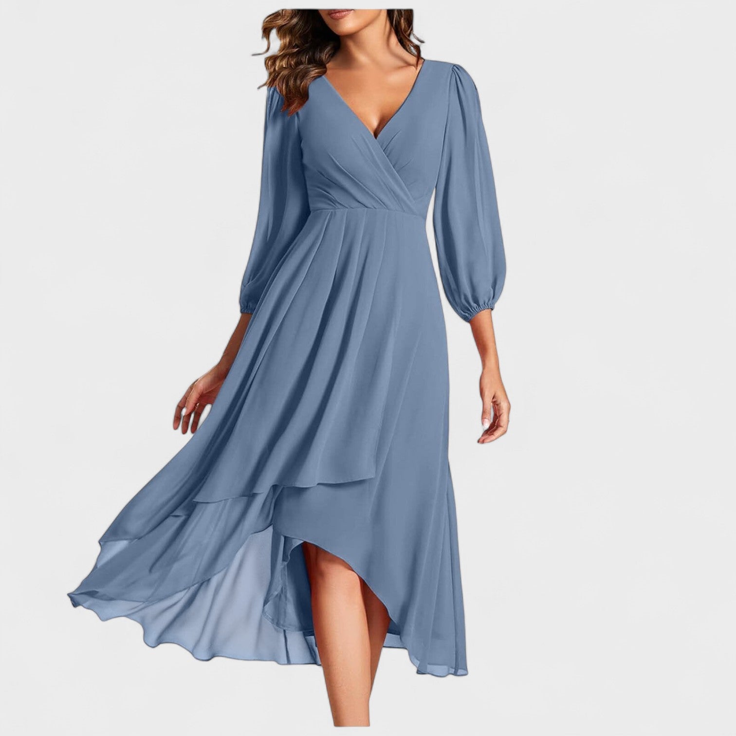 Lola Irresistible Style V Neck Dress With Puff Sleeves