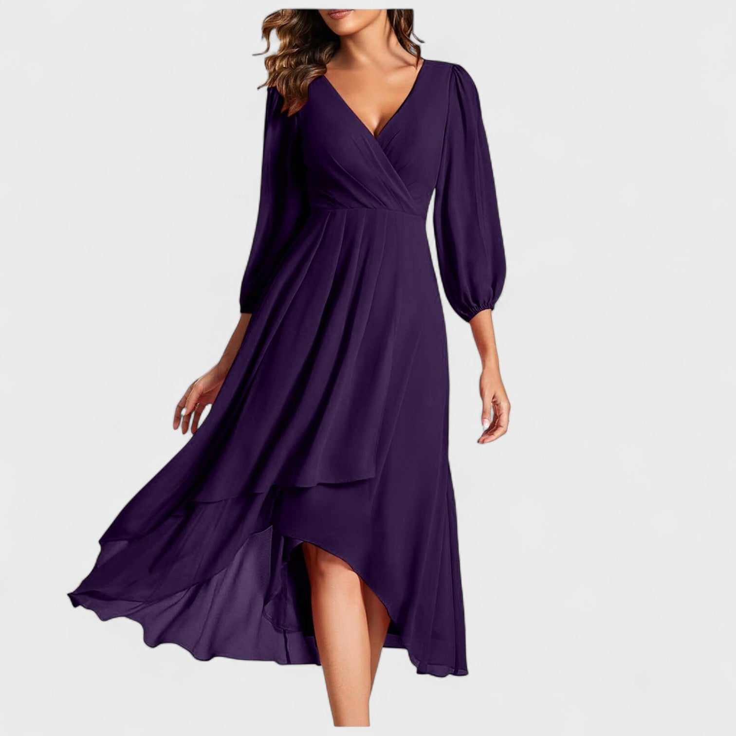 Lola Irresistible Style V Neck Dress With Puff Sleeves