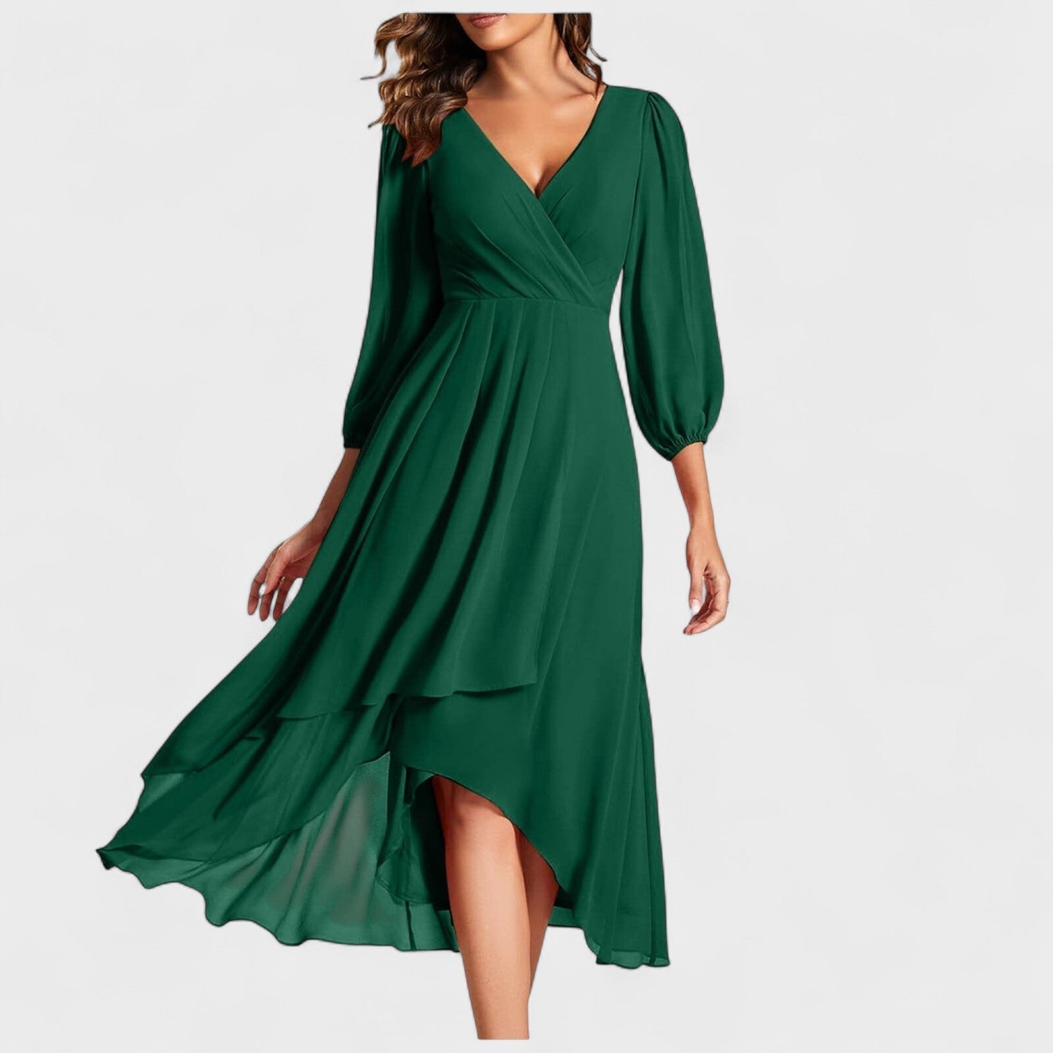 Lola Irresistible Style V Neck Dress With Puff Sleeves