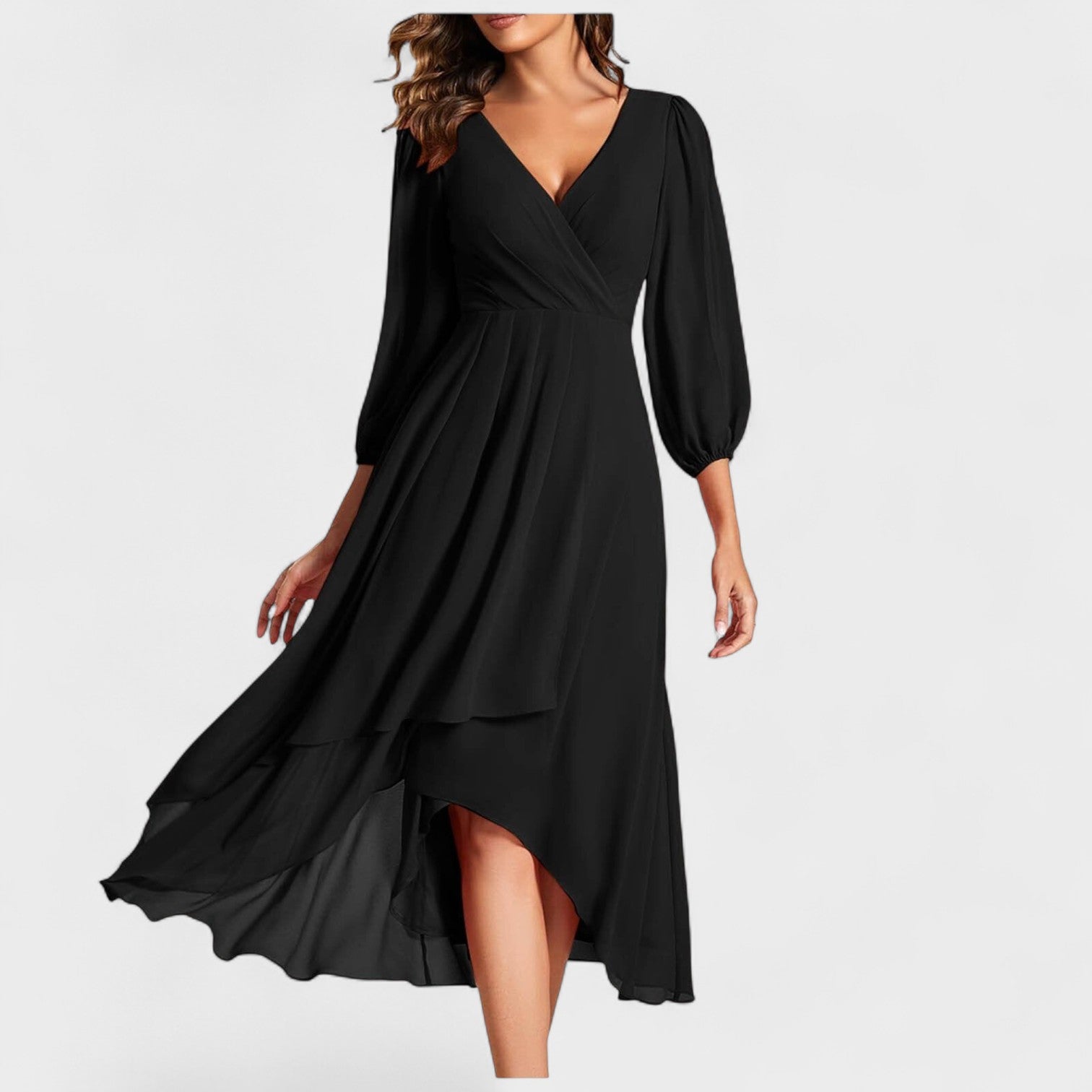 Lola Irresistible Style V Neck Dress With Puff Sleeves