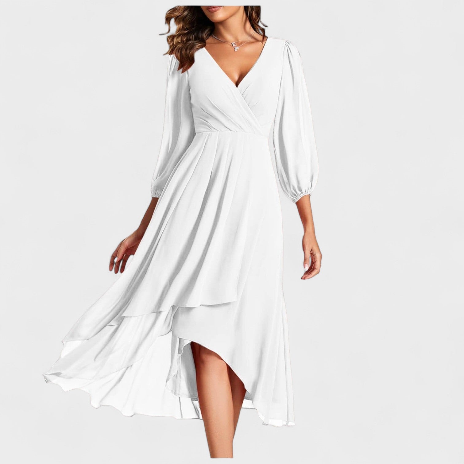 Lola Irresistible Style V Neck Dress With Puff Sleeves
