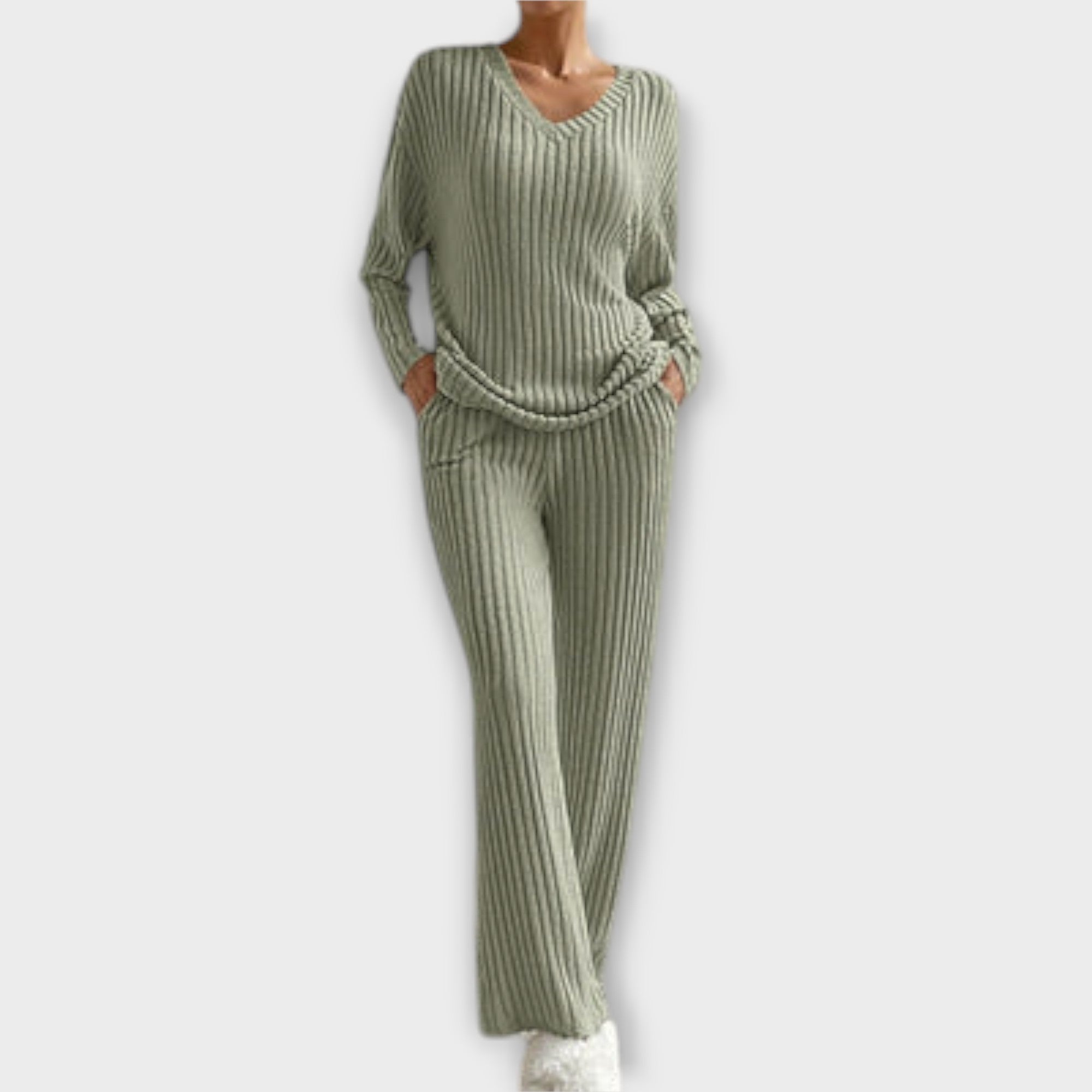 Lia Ribbed Two Piece Set Elegant Comfortable Knitwear