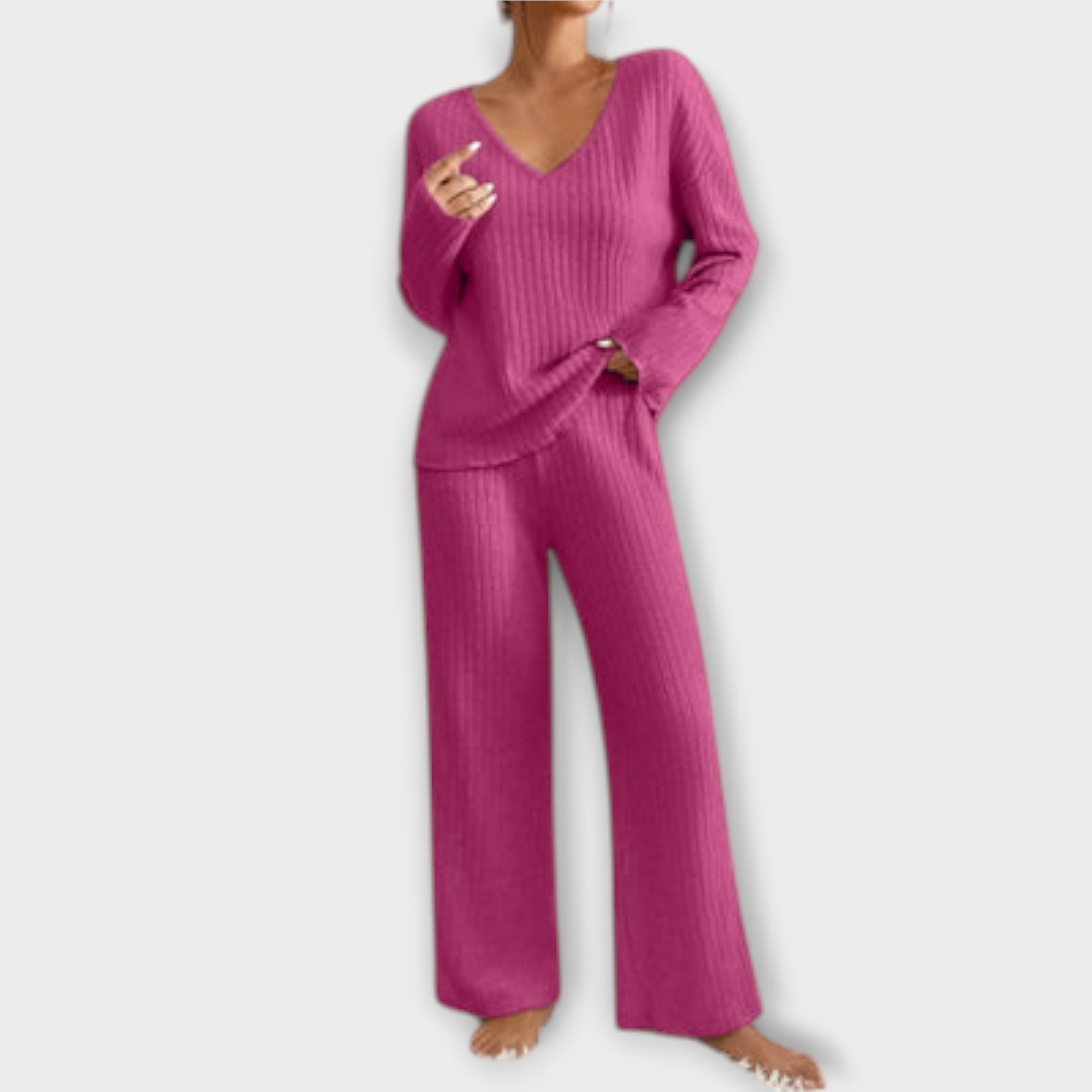 Lia Ribbed Two Piece Set Elegant Comfortable Knitwear