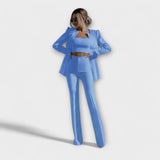 Selina Three Piece Set Cotton Blend Small Navy Elegant Wear