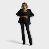 Selina Three Piece Set Cotton Blend Small Navy Elegant Wear