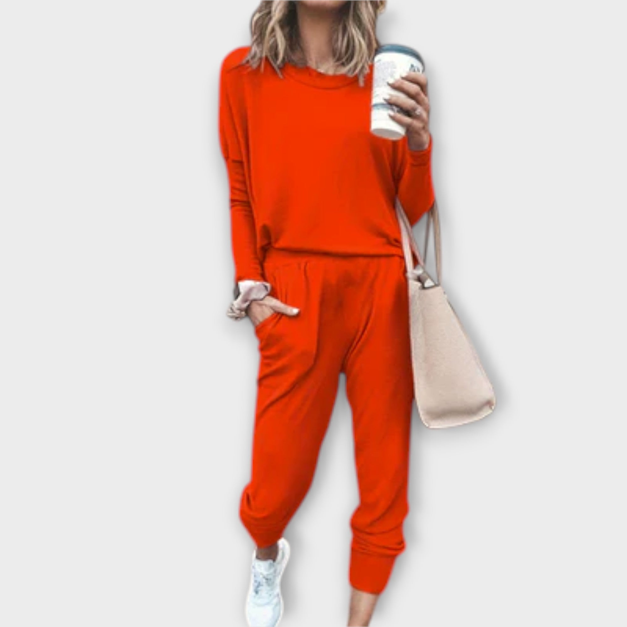 Beatriz Cotton Blend Sweater And Joggers Set S-XL Stone