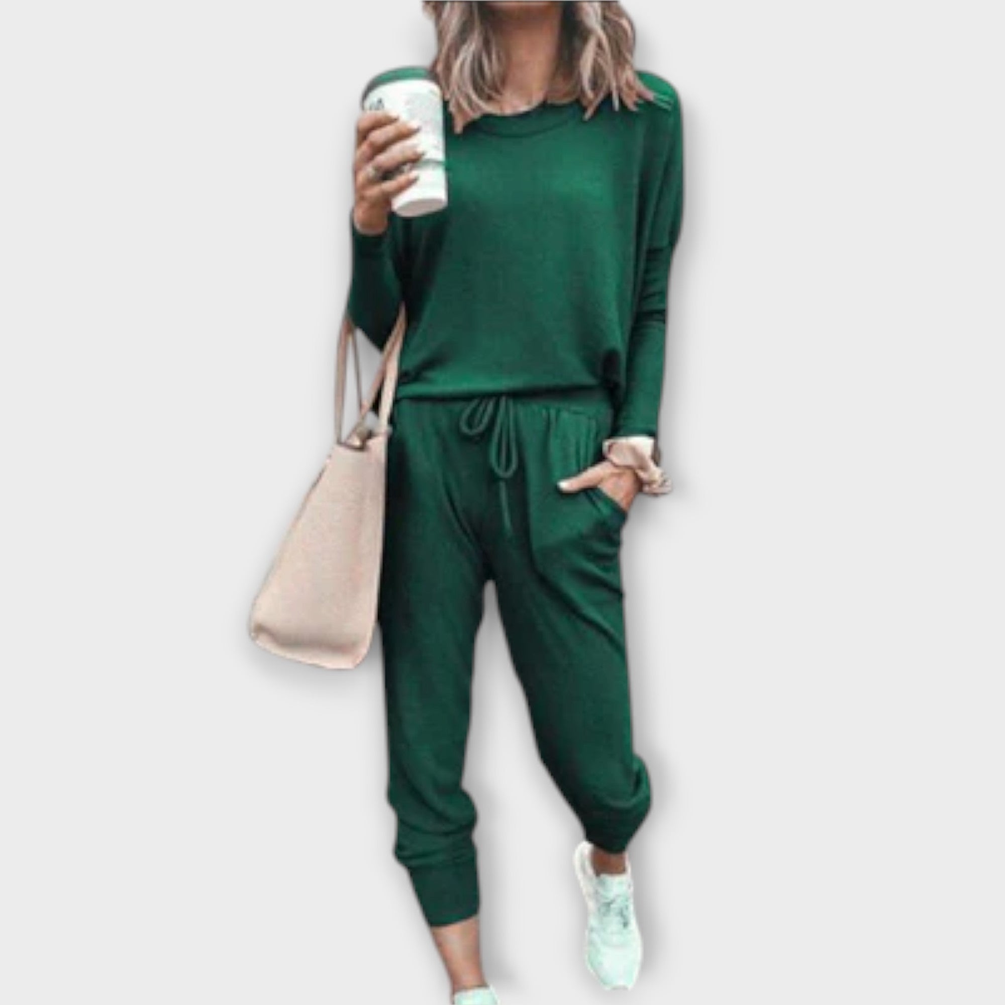 Beatriz Cotton Blend Sweater And Joggers Set S-XL Stone