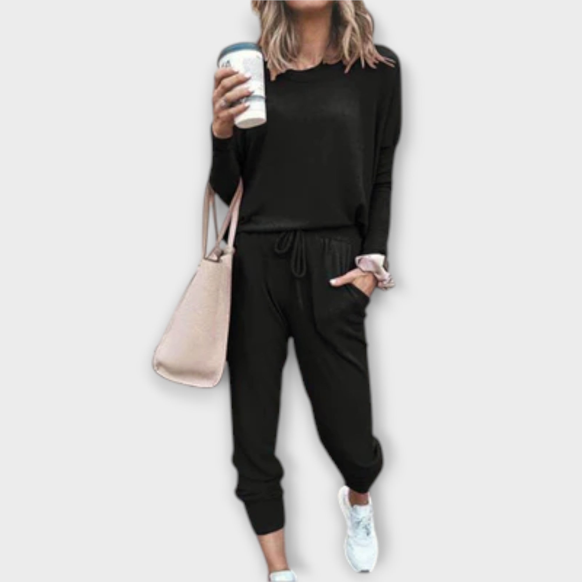 Beatriz Cotton Blend Sweater And Joggers Set S-XL Stone