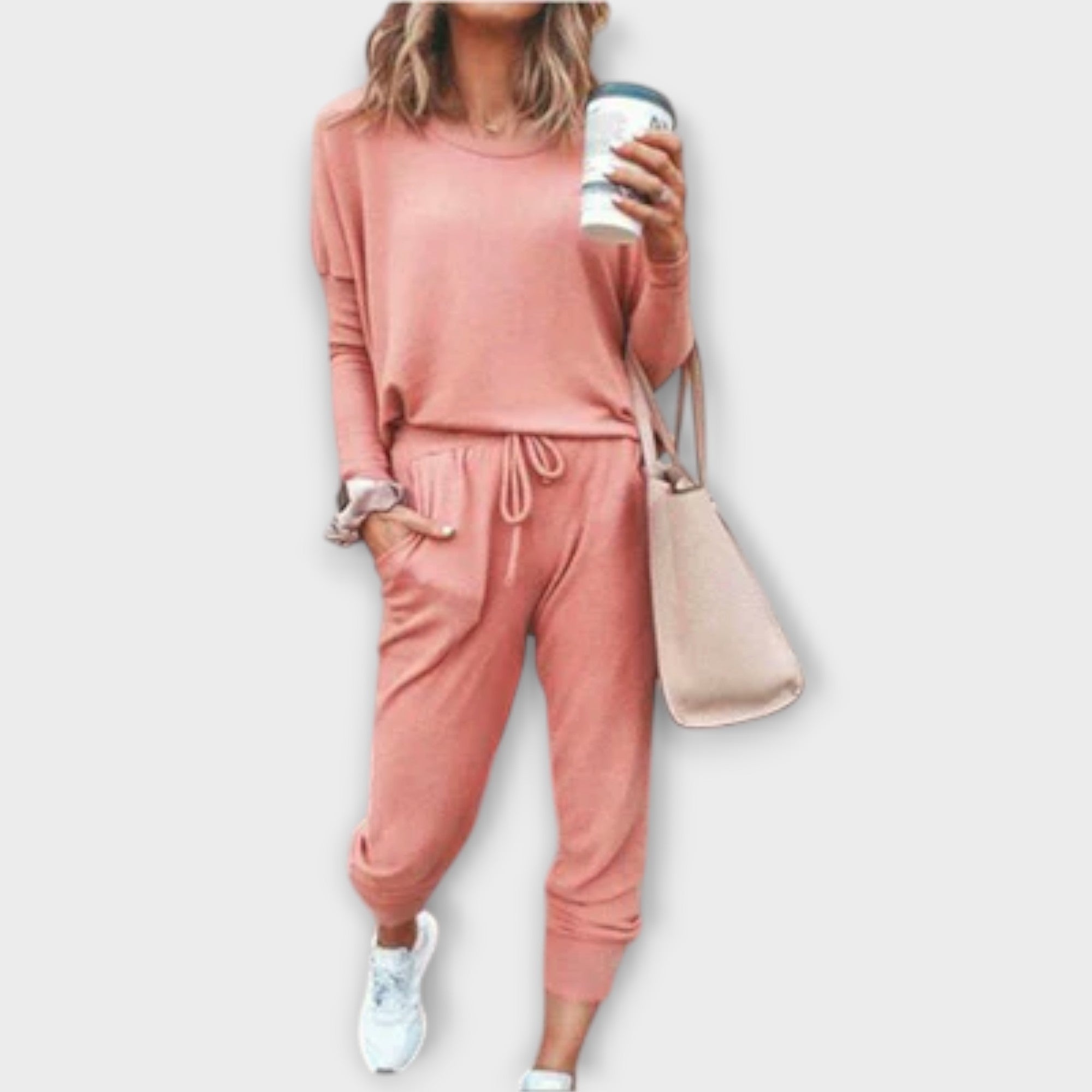 Beatriz Cotton Blend Sweater And Joggers Set S-XL Stone