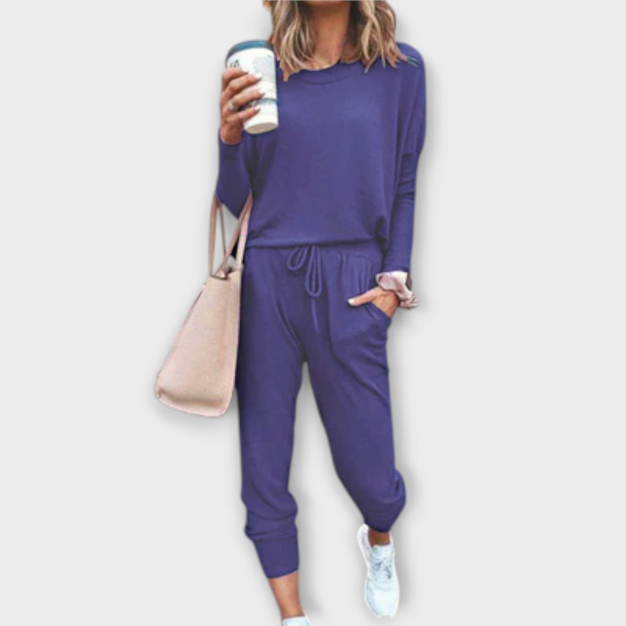 Beatriz Cotton Blend Sweater And Joggers Set S-XL Stone