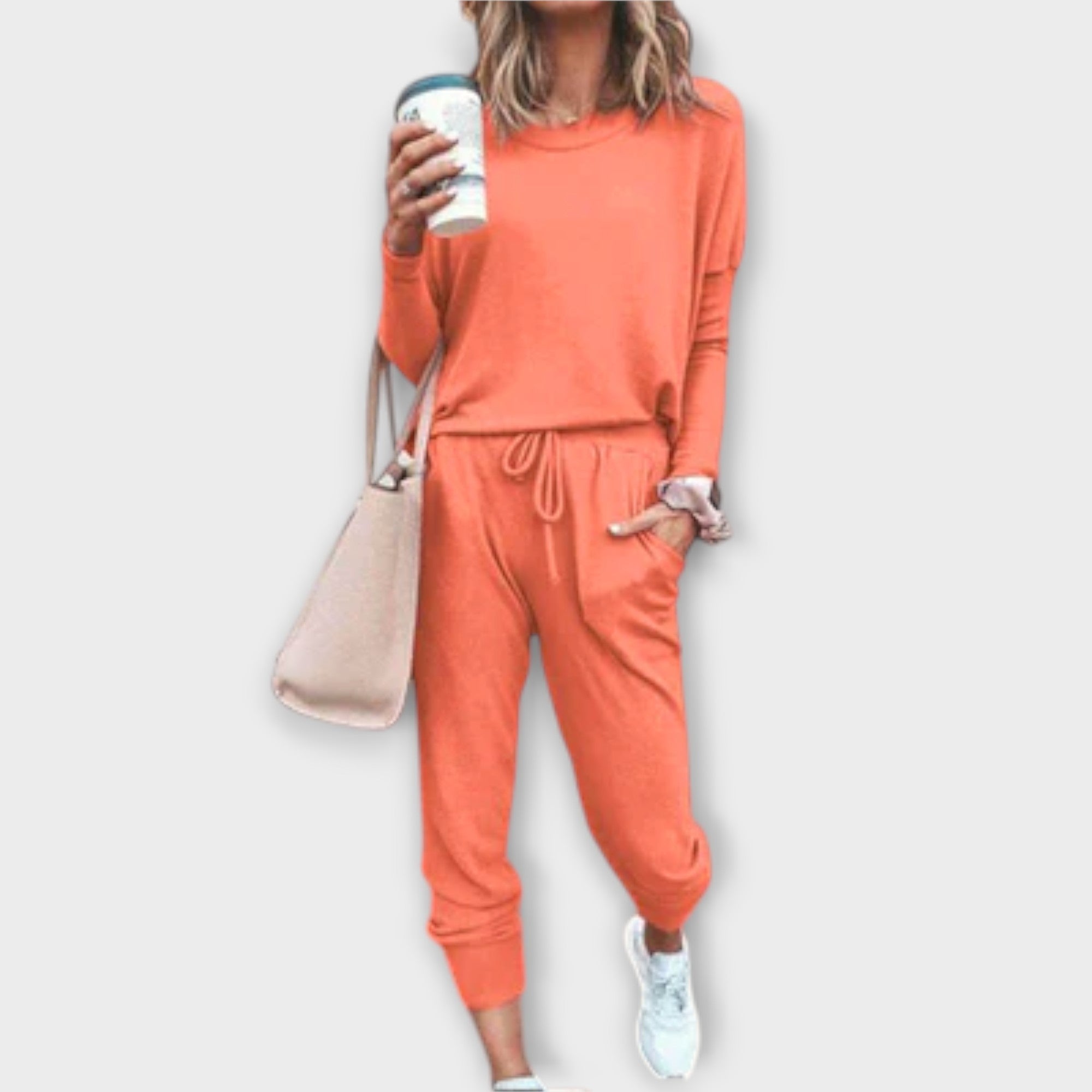 Beatriz Cotton Blend Sweater And Joggers Set S-XL Stone