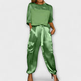 Carla Two Piece Loungewear Set Cotton Beige S To XL Relax