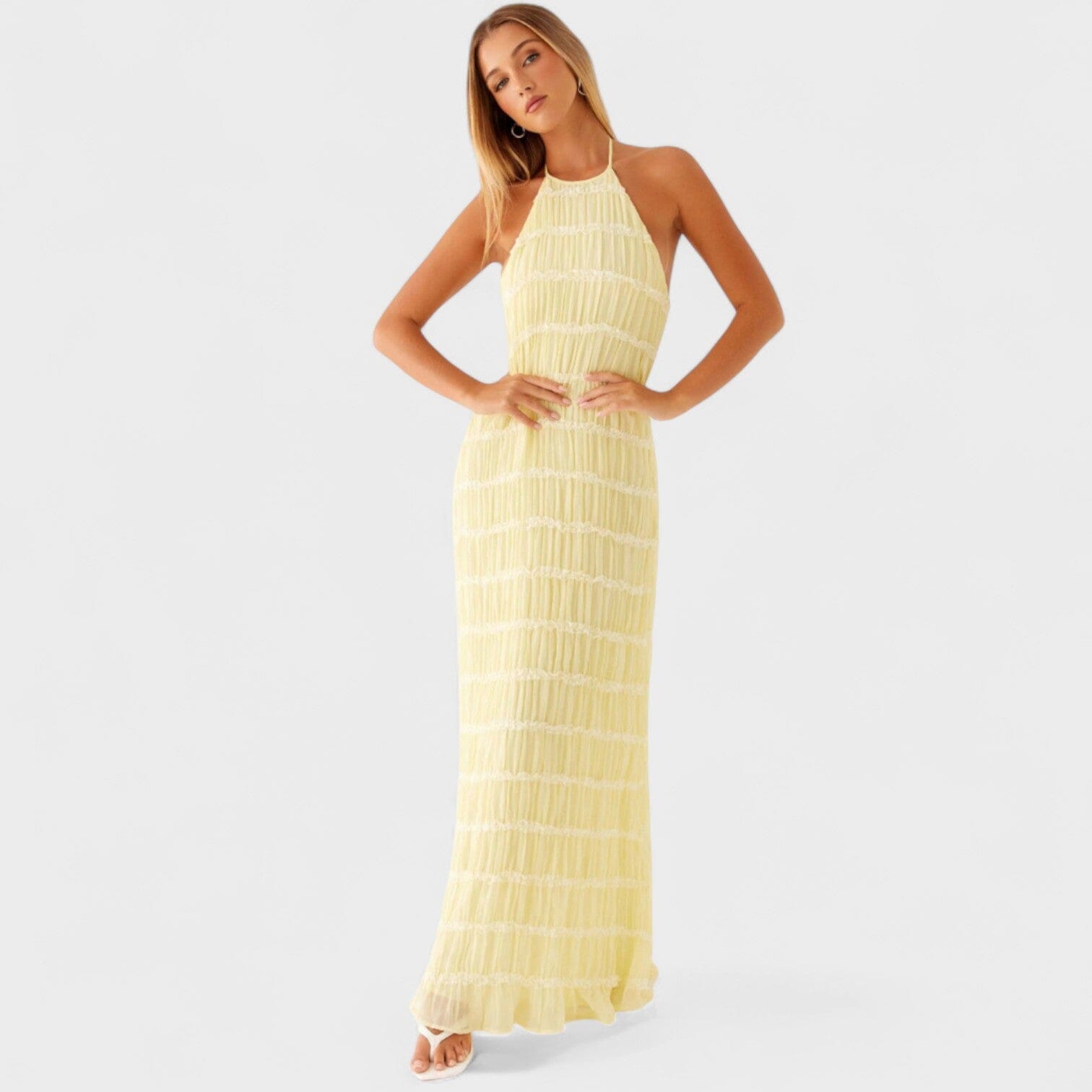 Marina Halter Maxi Dress Breathable Effortless Elegance