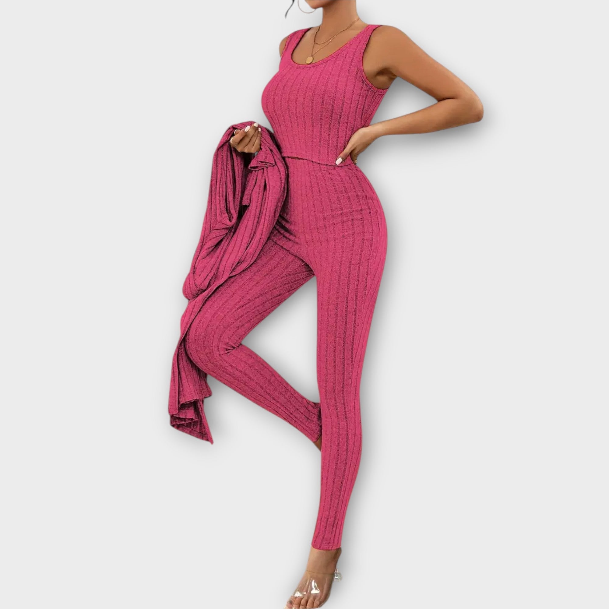 Clara Modern Versatile Elegance Three Piece Striped Set