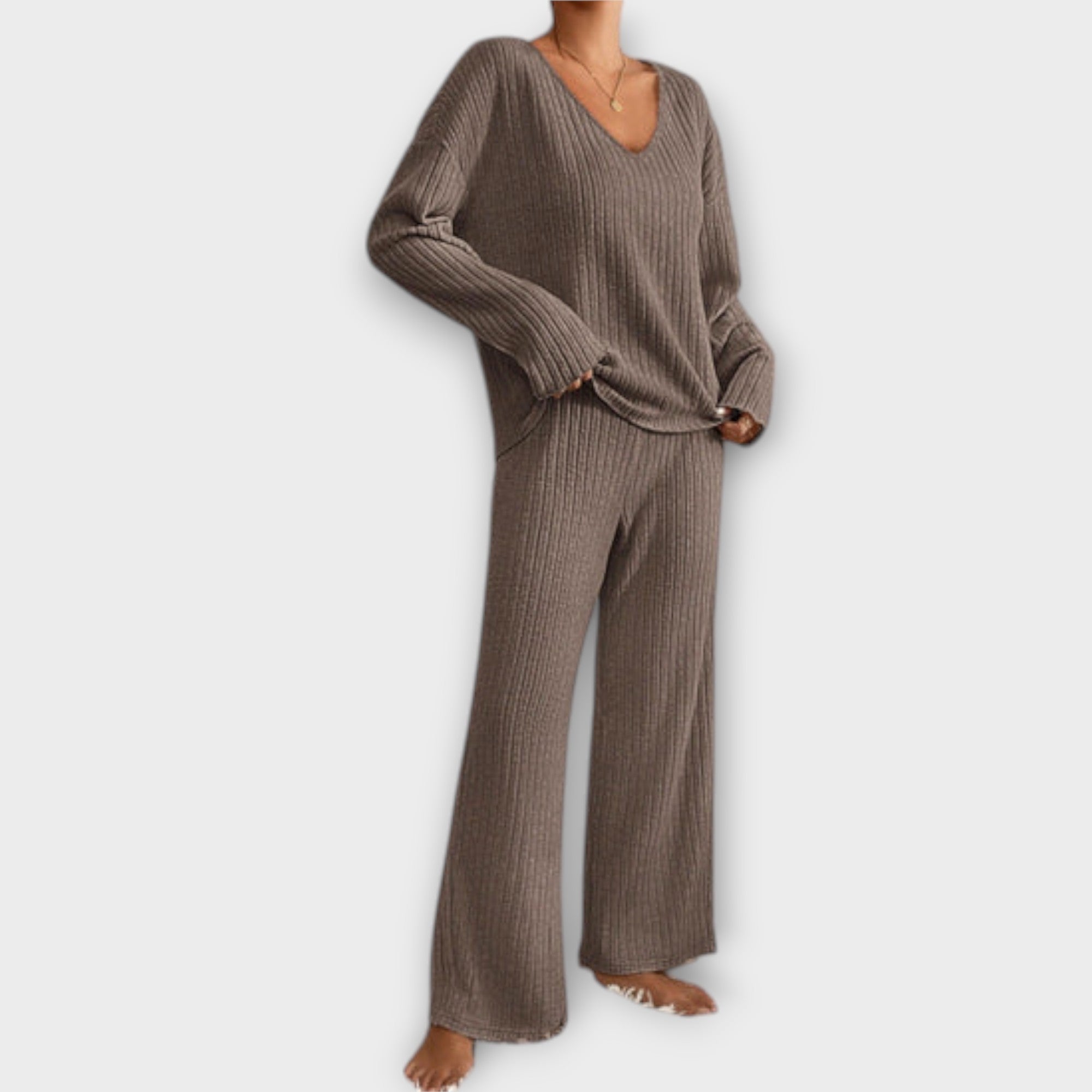 Lia Ribbed Two Piece Set Elegant Comfortable Knitwear