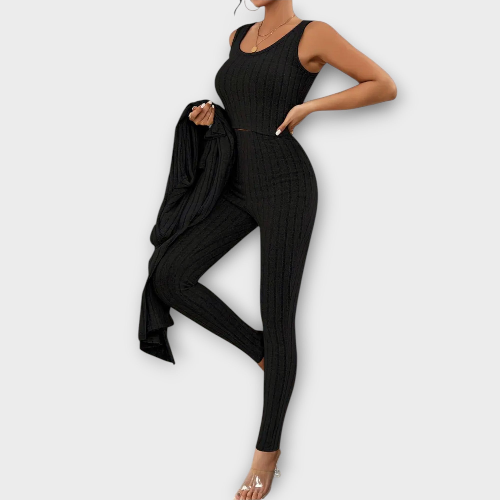 Clara Modern Versatile Elegance Three Piece Striped Set