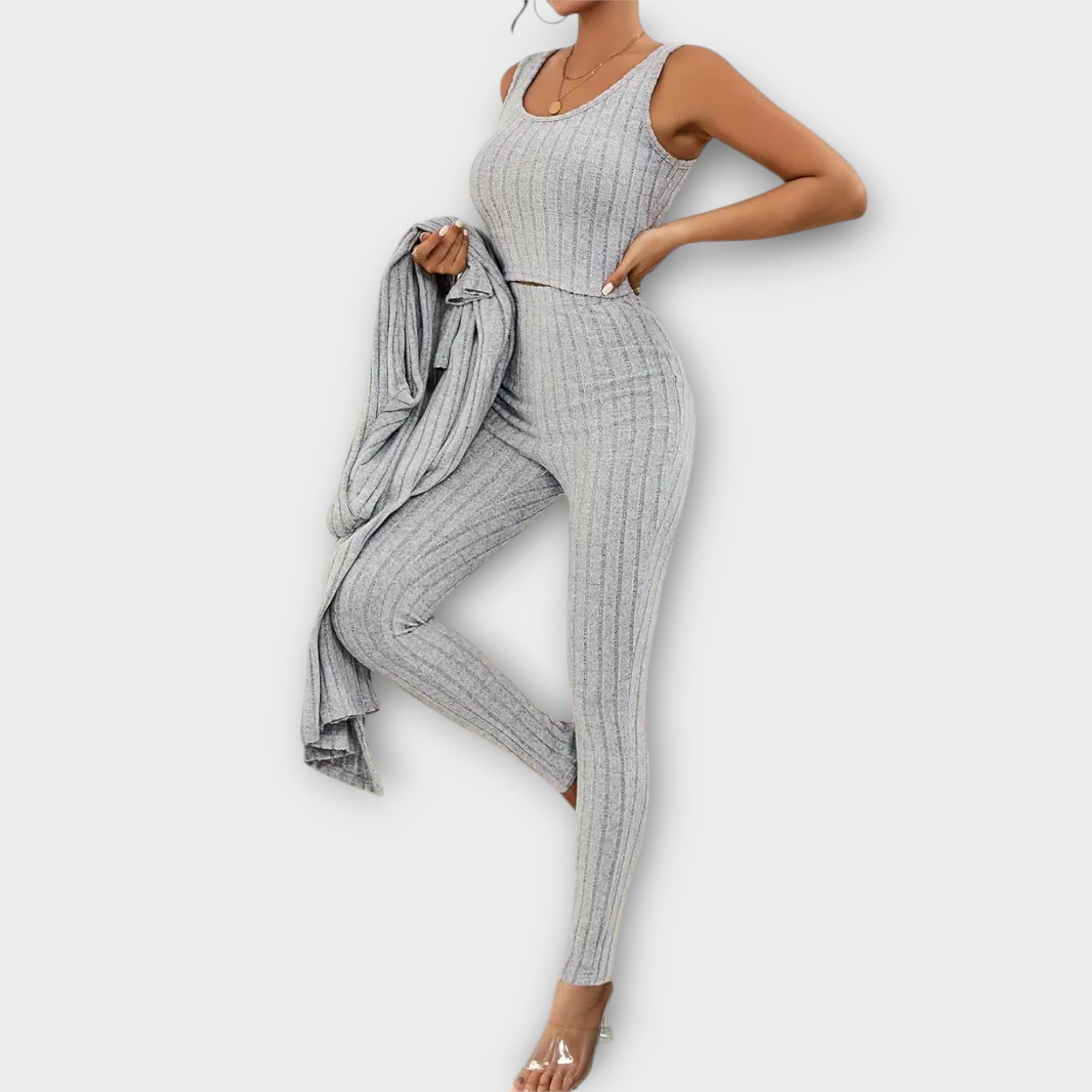 Clara Modern Versatile Elegance Three Piece Striped Set