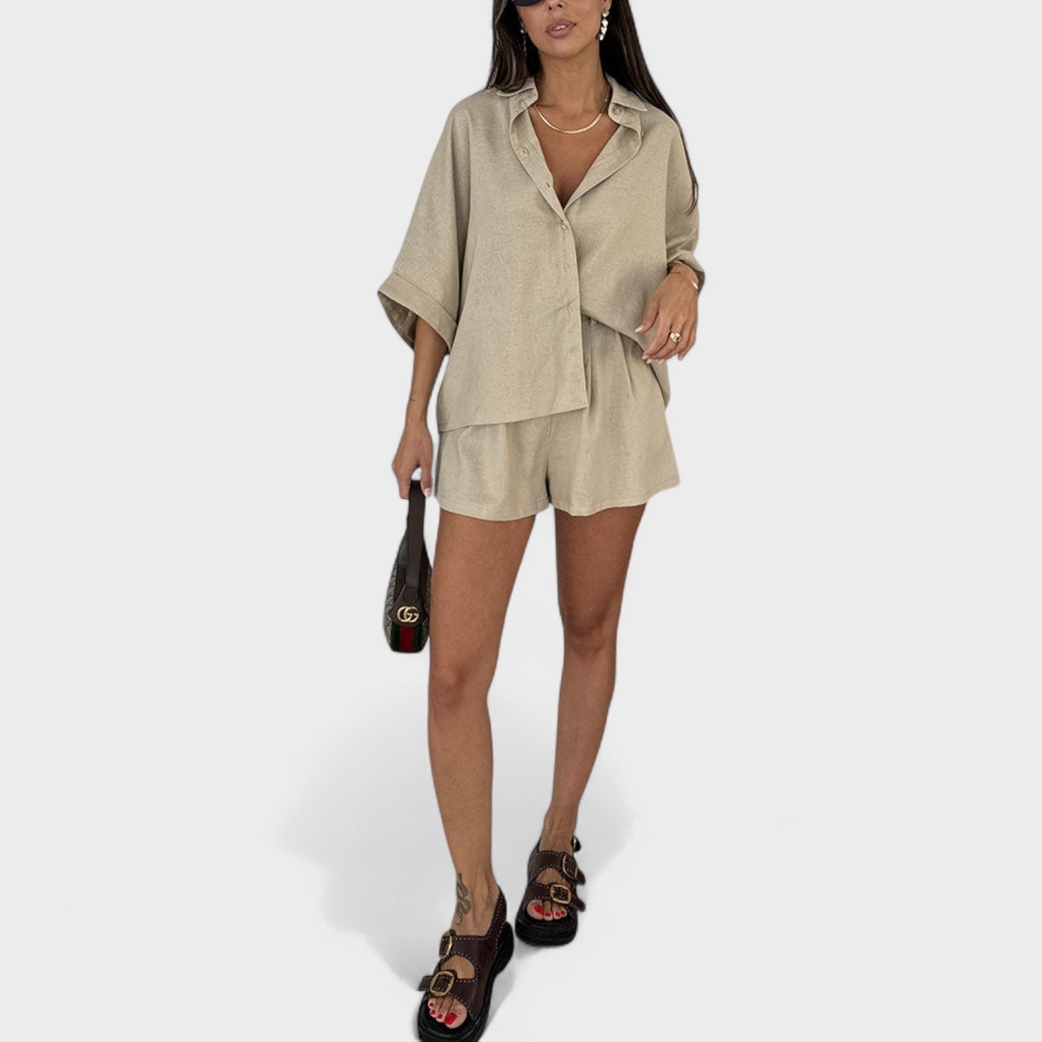 Claudia Lightweight Linen High Waist Shorts Ivory Comfort