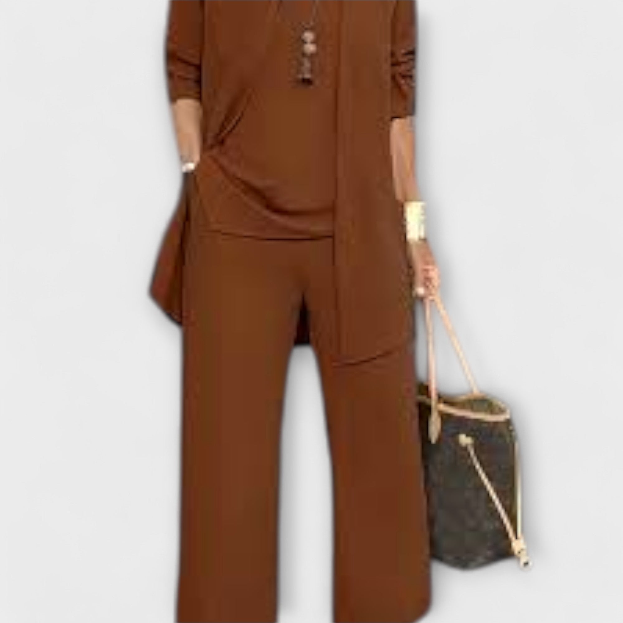 Isabel Timeless Knit Set Jumper Trousers Beige S-XL Casual