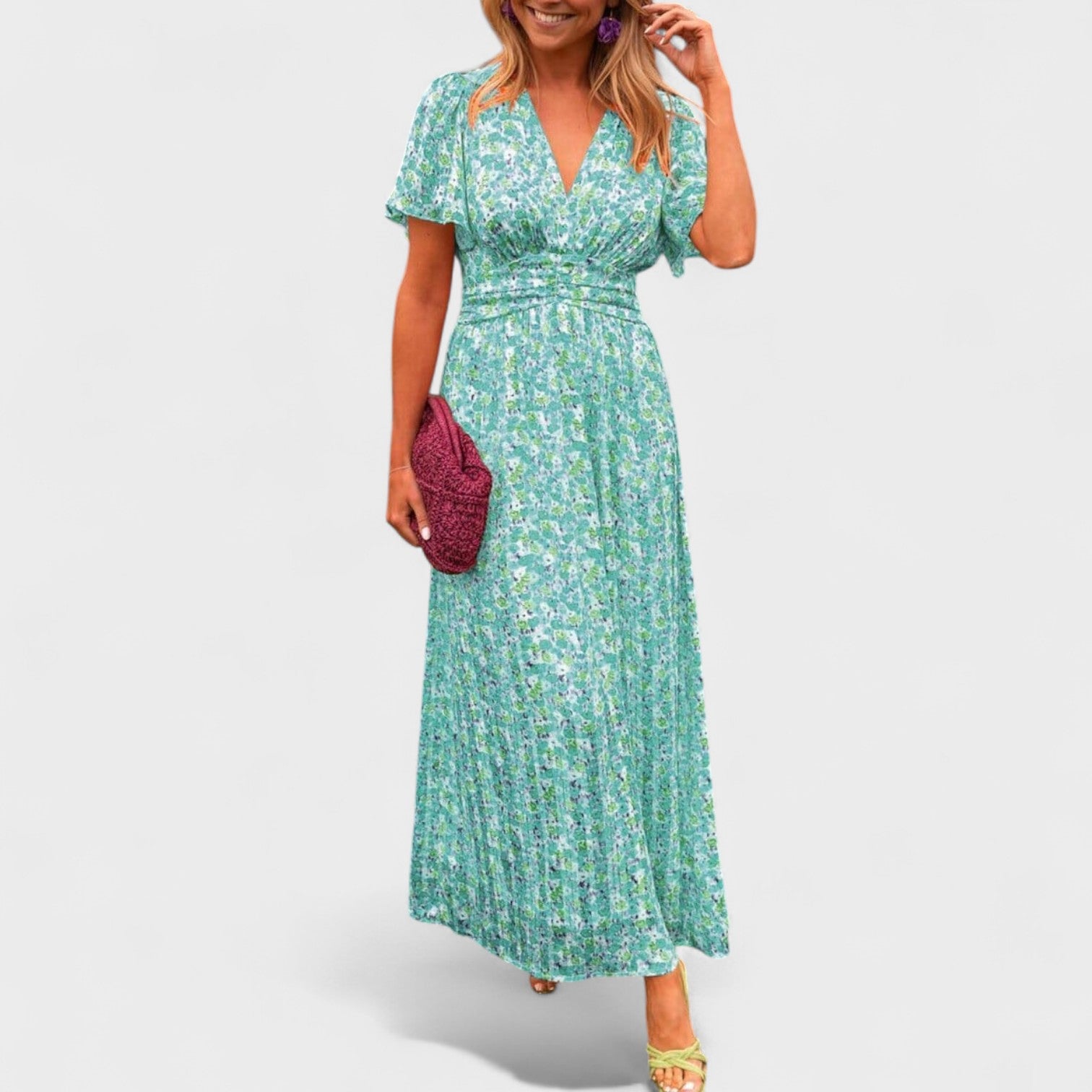 Claudia Radiant Floral Charm Maxi Dress For Sunny Days
