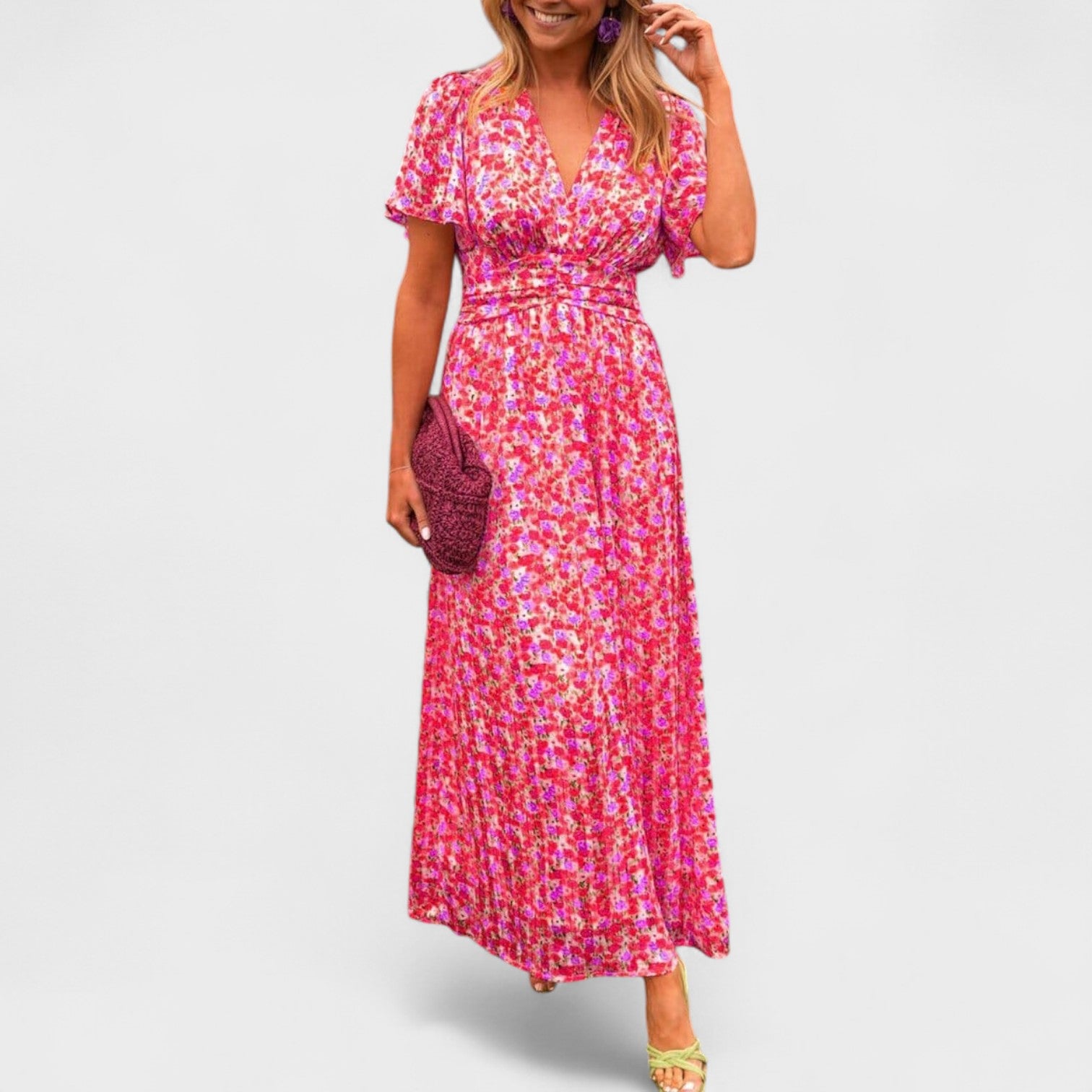 Claudia Radiant Floral Charm Maxi Dress For Sunny Days