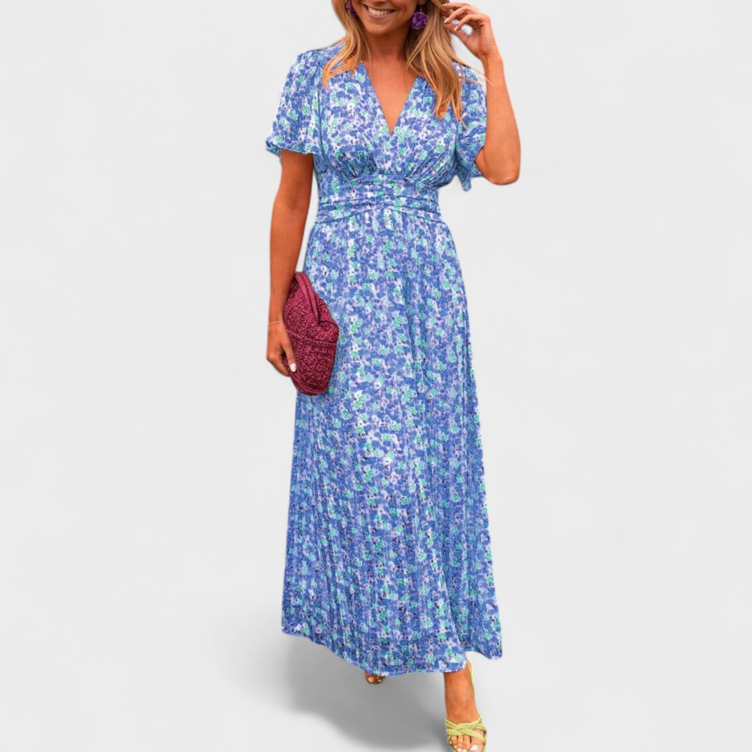Claudia Radiant Floral Charm Maxi Dress For Sunny Days