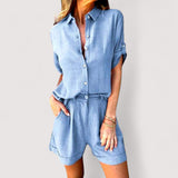 Selma Relaxed Set Breathable Cotton Blend M Solid For Spring