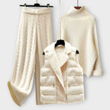 Lucia Knit Set - Sweater Vest With Trousers Cream Relaxed
